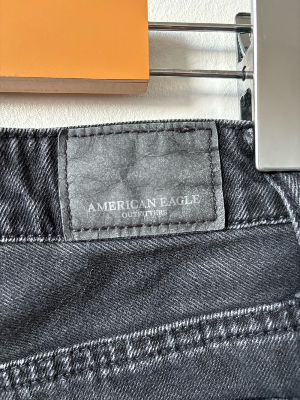 American Eagle Outfitters Black Button-Front Distressed Denim Mini Skirt - Picture 3 of 8